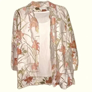 Alfred Dunner Beautiful Cami & Blouse Set Floral Design size 12